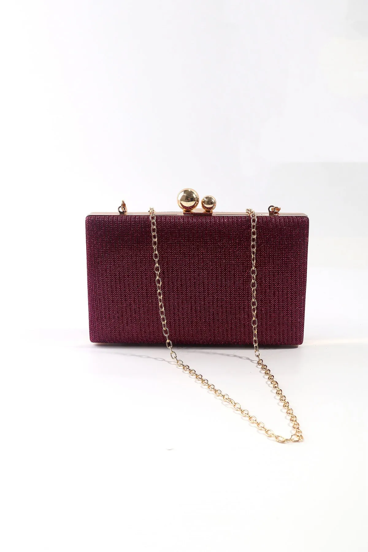 Pink Lurex Hard Shell Clutch