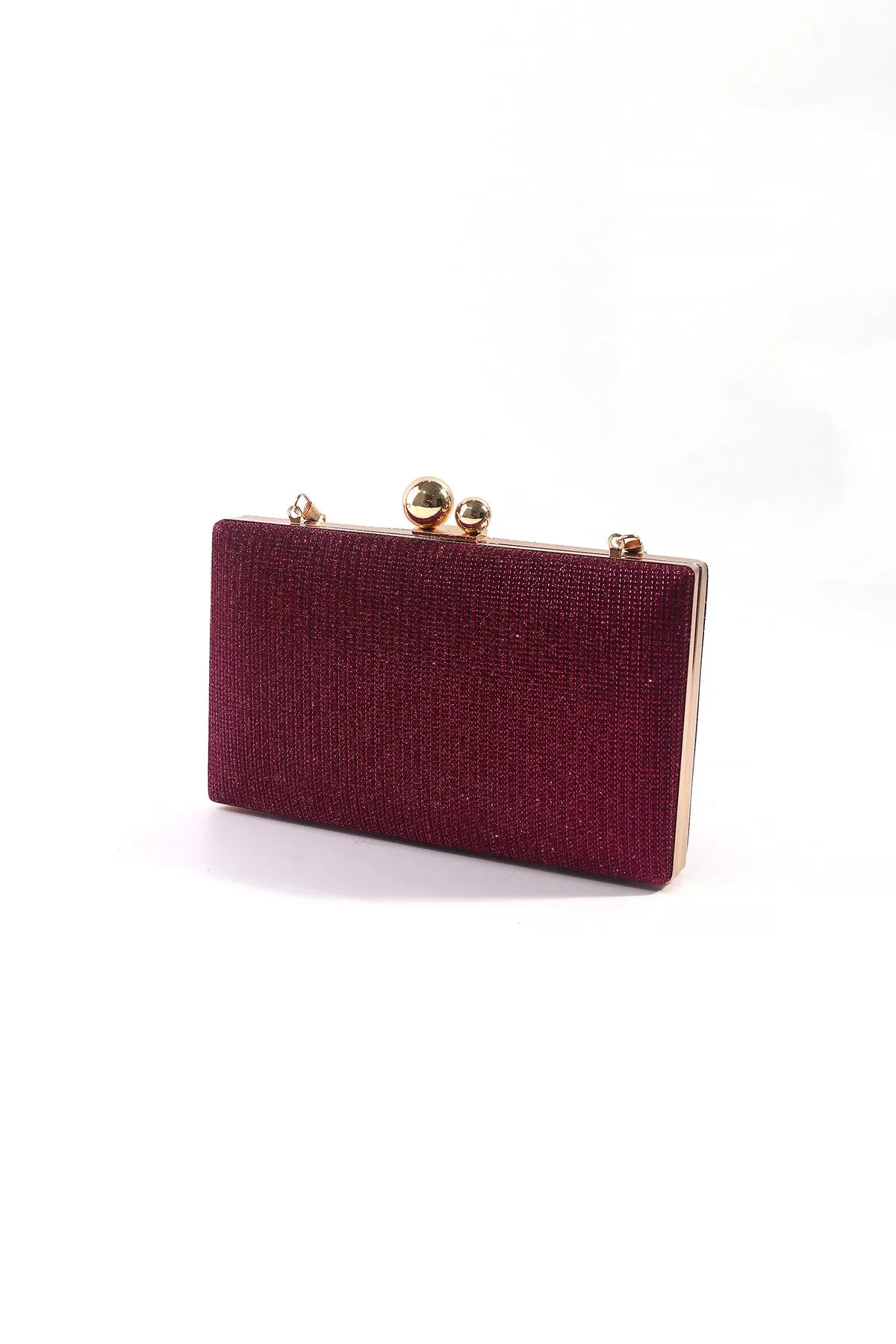 Pink Lurex Hard Shell Clutch