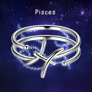 Pisces Rings Zodiac Sign Jewelry Women Girls Birthday Gifts 925 Sterling Silver