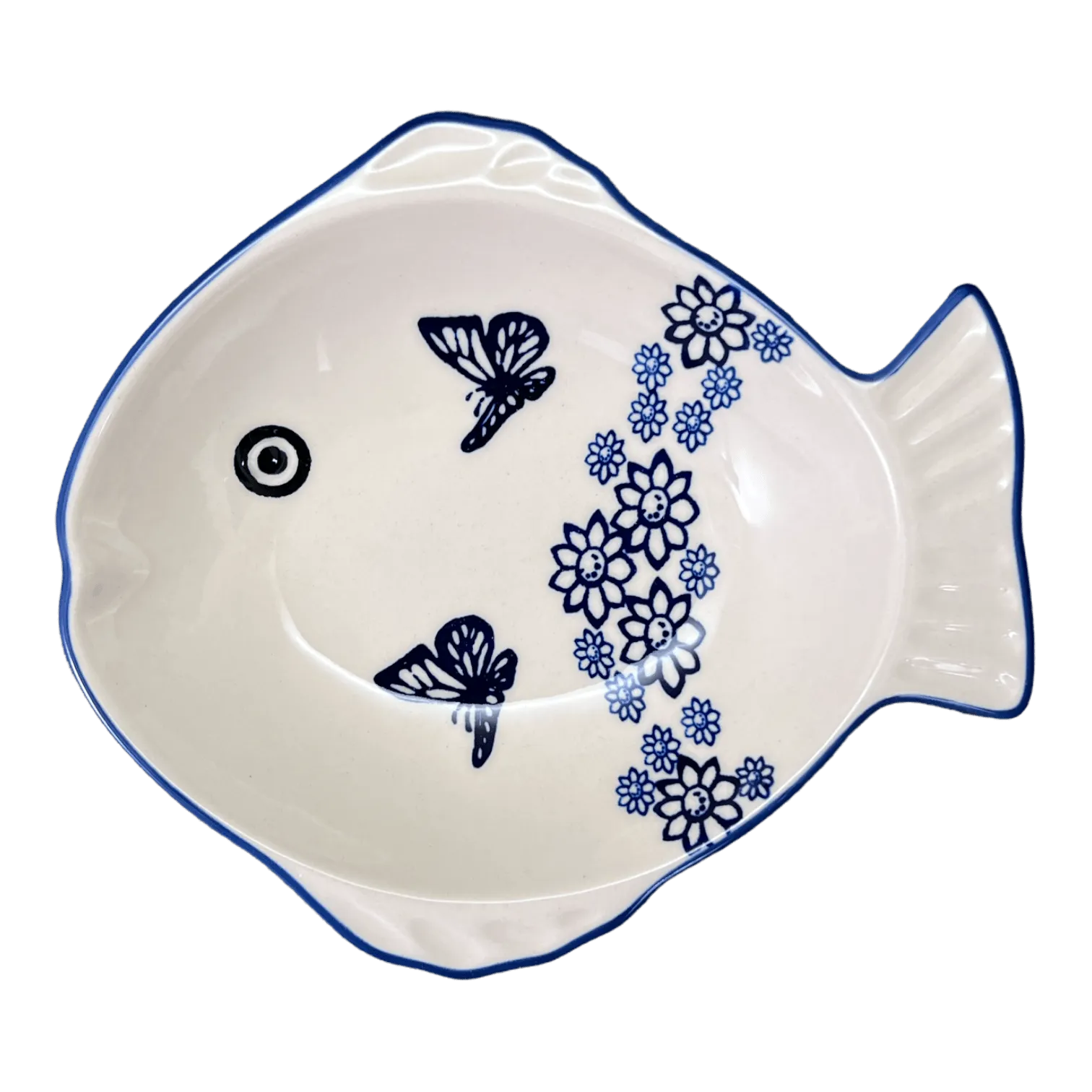 Platter, Fish-Shaped, Small in "Butterfly Garden" by Manufaktura | S014T-MOT1