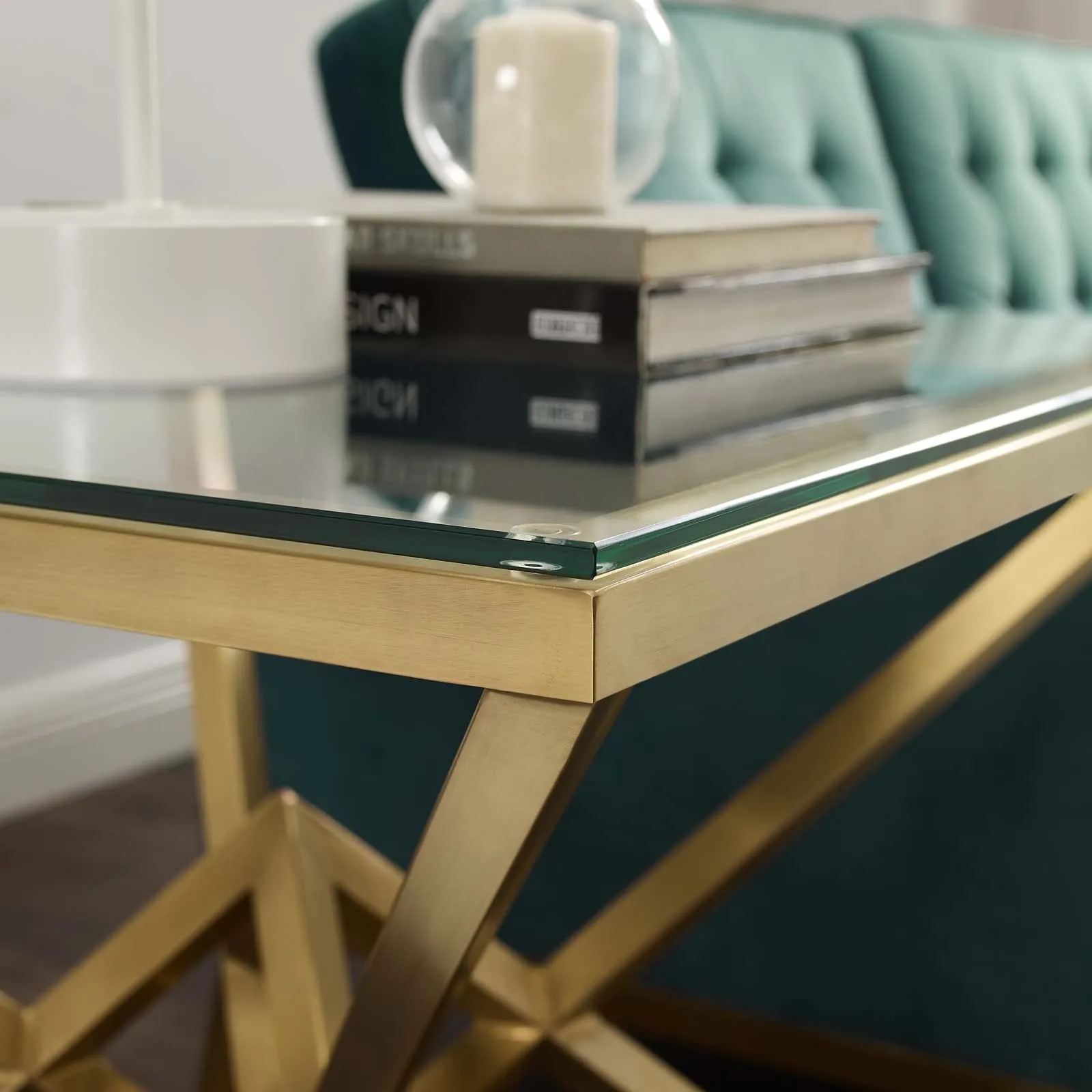 Point 25.5" Brushed Gold Metal Stainless Steel Side Table