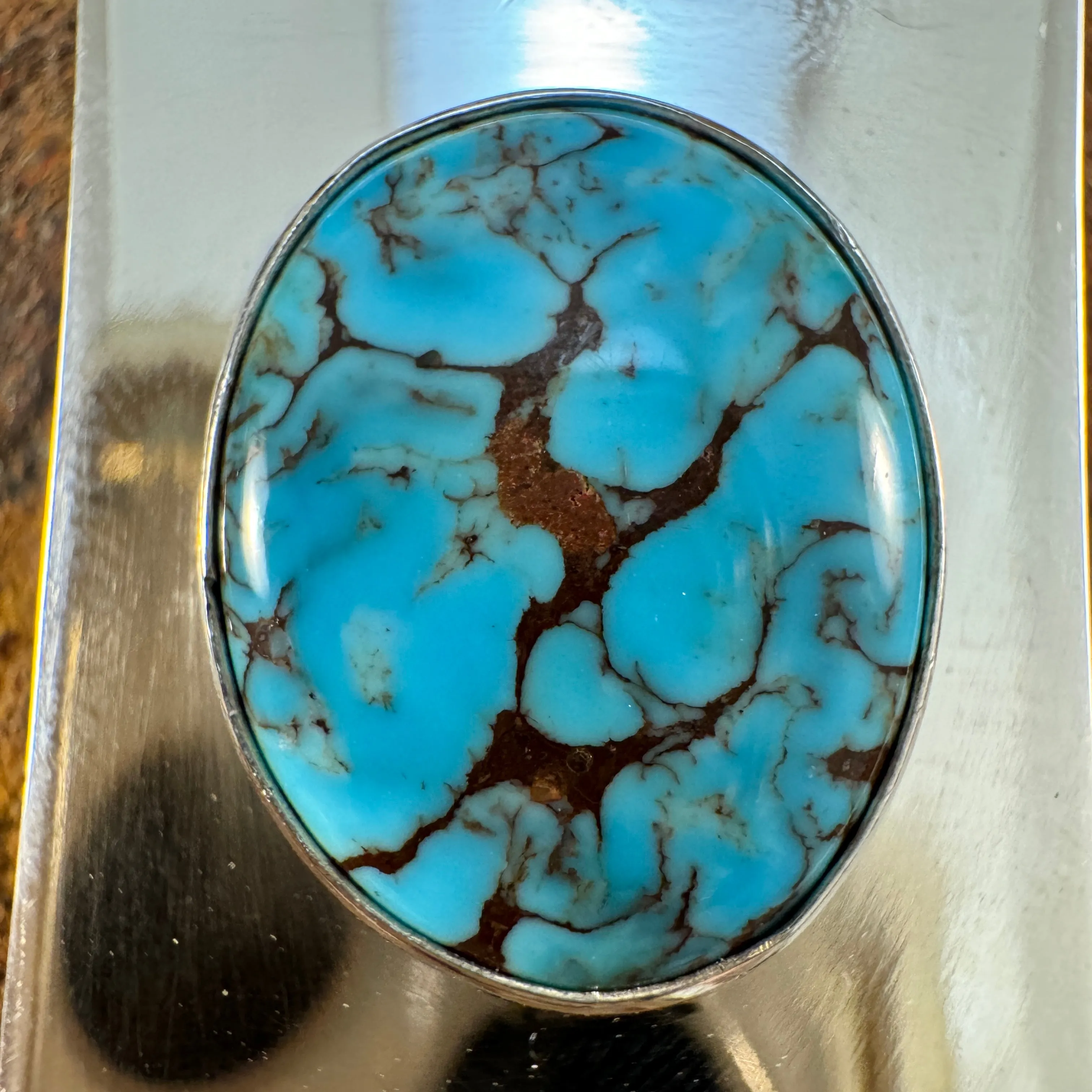 Prince Turquoise Sterling Silver Money Clip by Leonard Nez