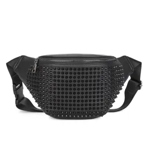 Punk Style Fashion Bag with Black Rivets / ZIpper Studded Waist Bag