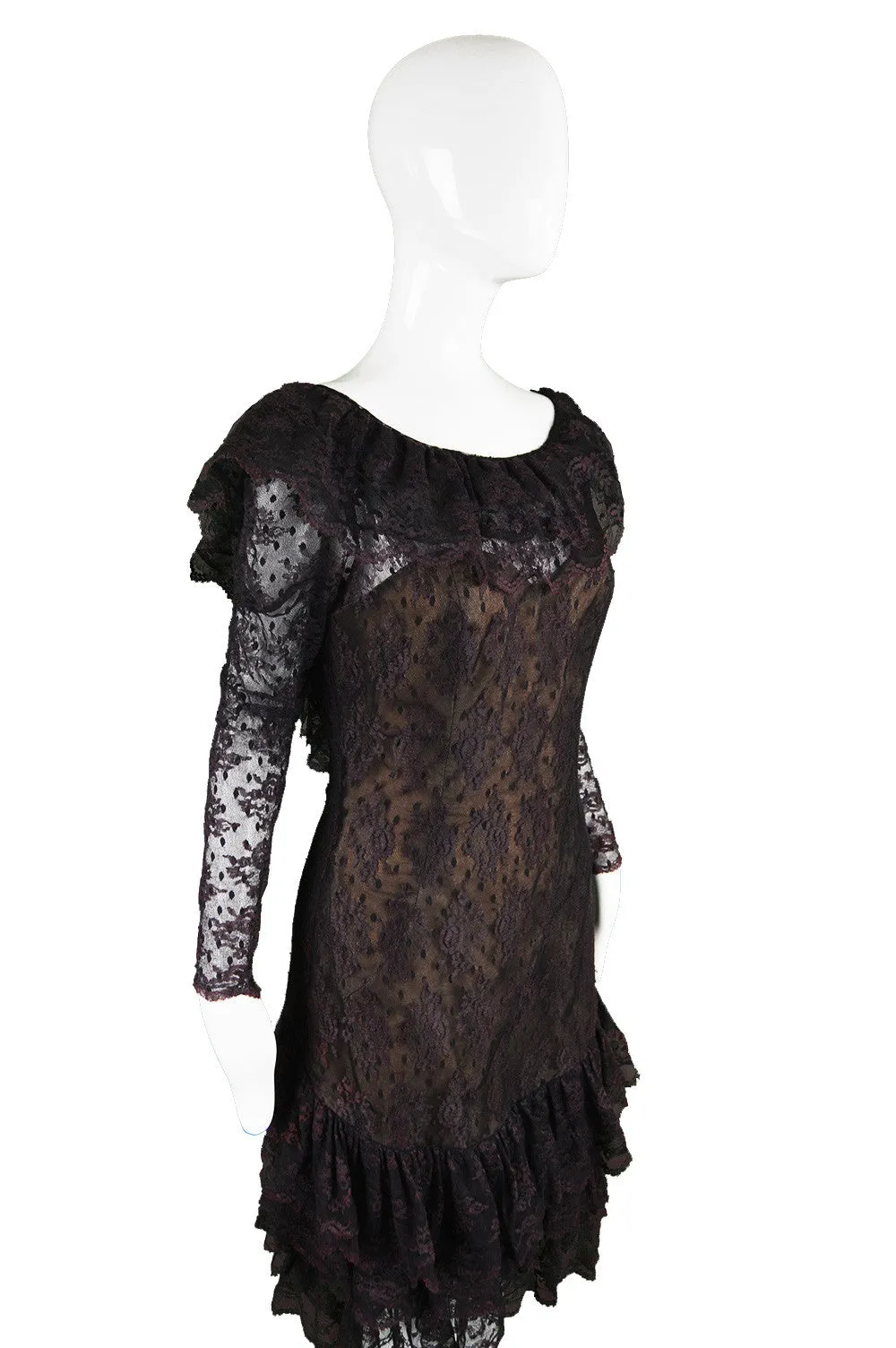 Purple & Black Lace Dress, 1980s