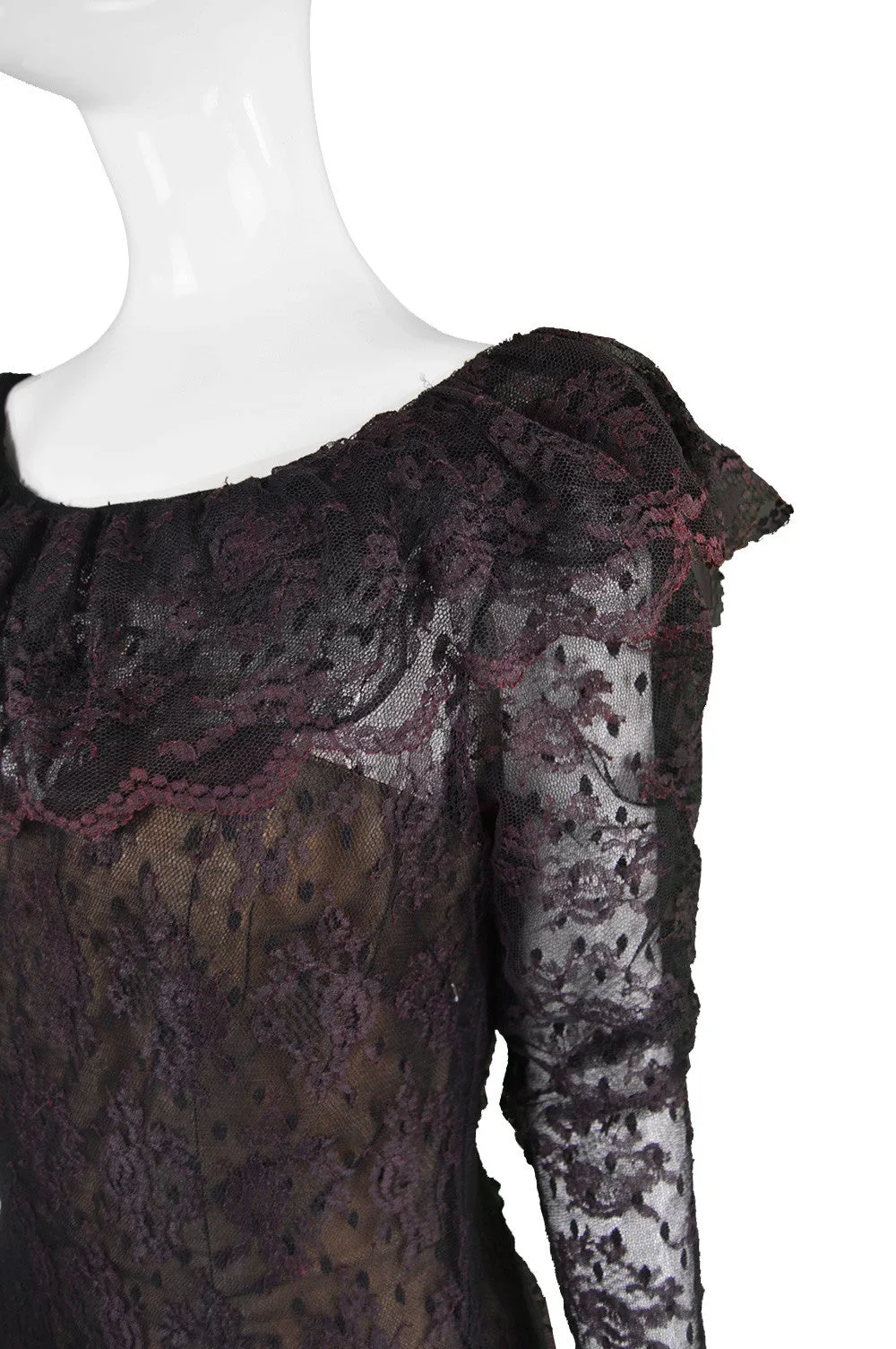 Purple & Black Lace Dress, 1980s