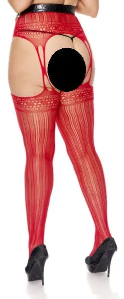 Queen Crochet Striped Suspender Pantyhose