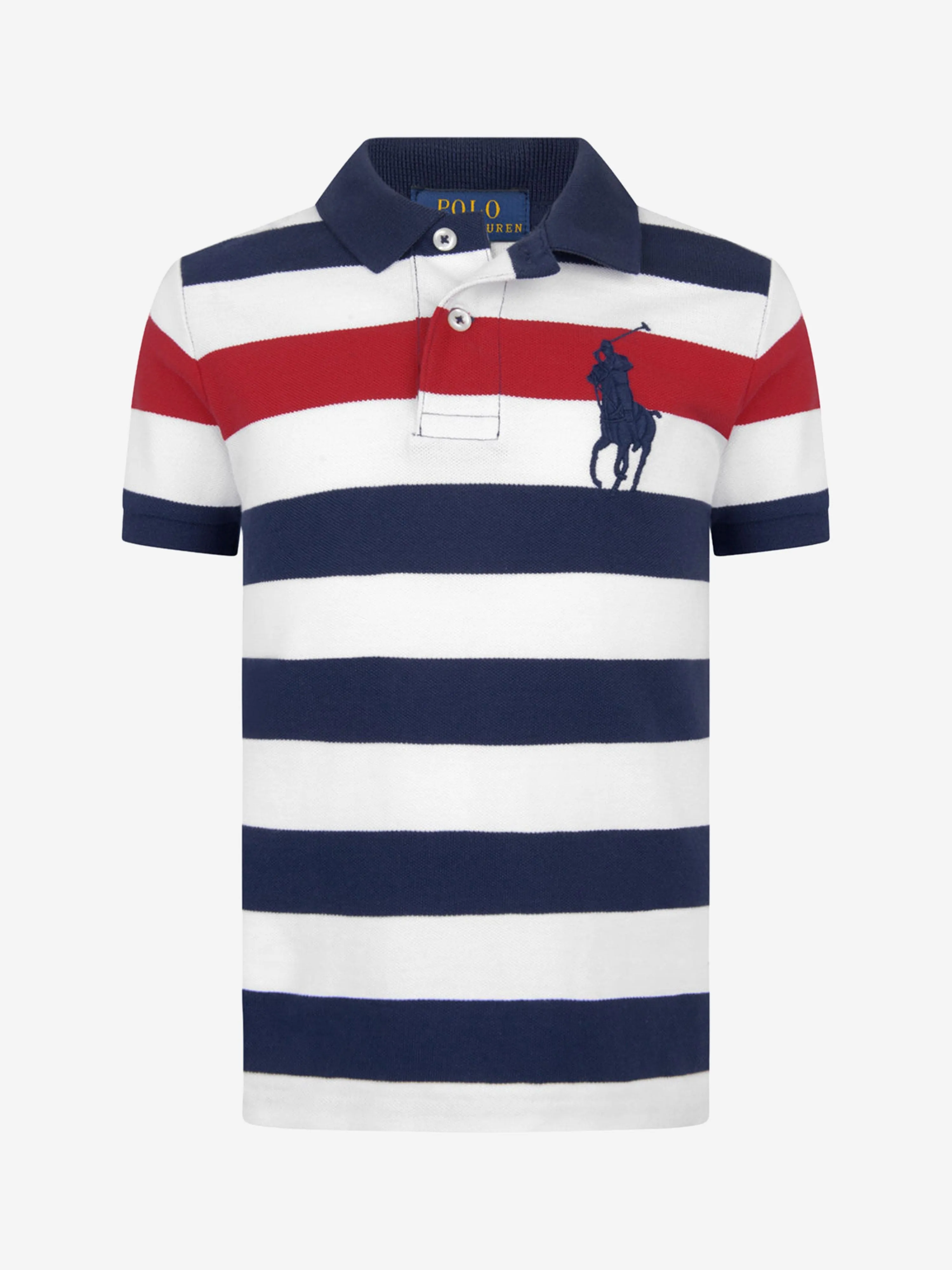 Ralph Lauren Boys Navy Striped Cotton Polo Top