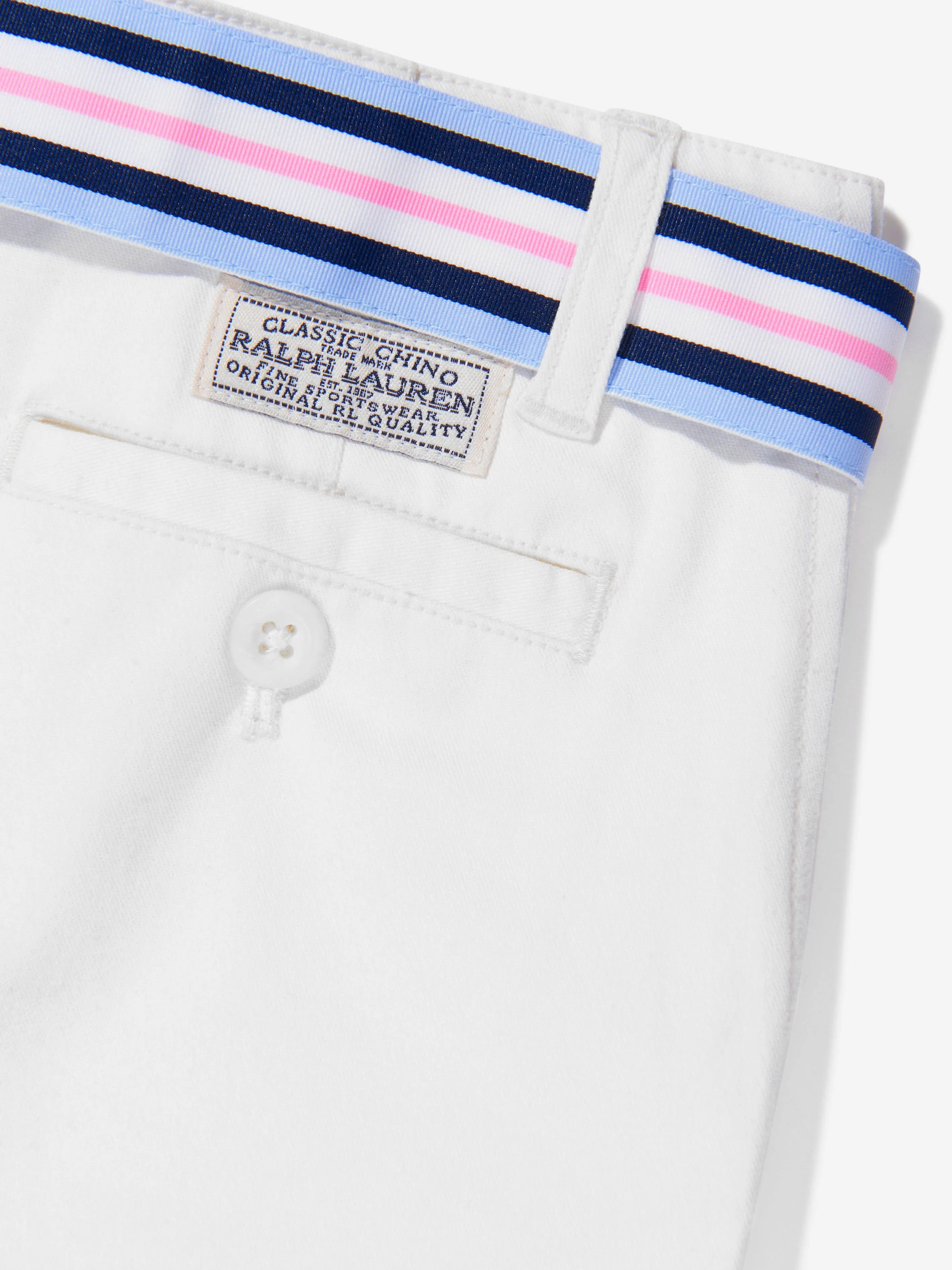 Ralph Lauren Girls Chino Shorts With Belt in White