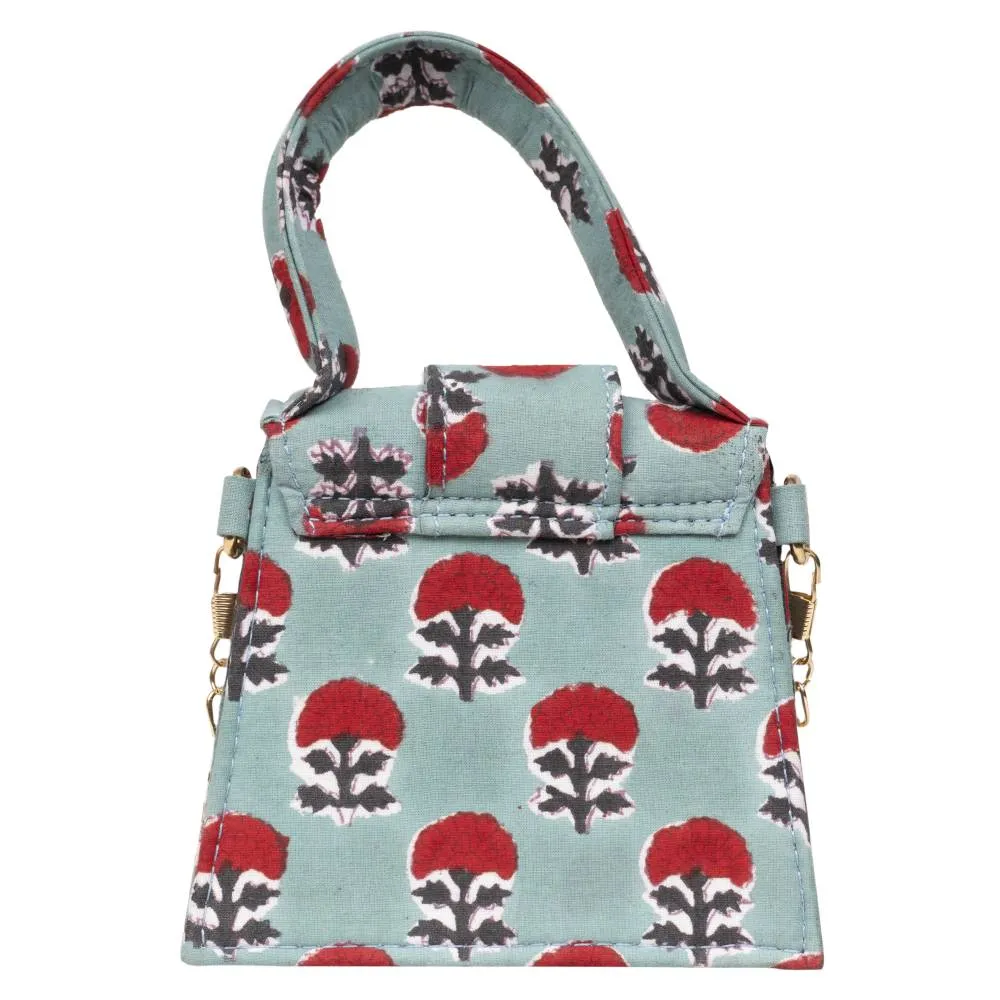 Raspberry Rush Blockprinted Chiq Bag