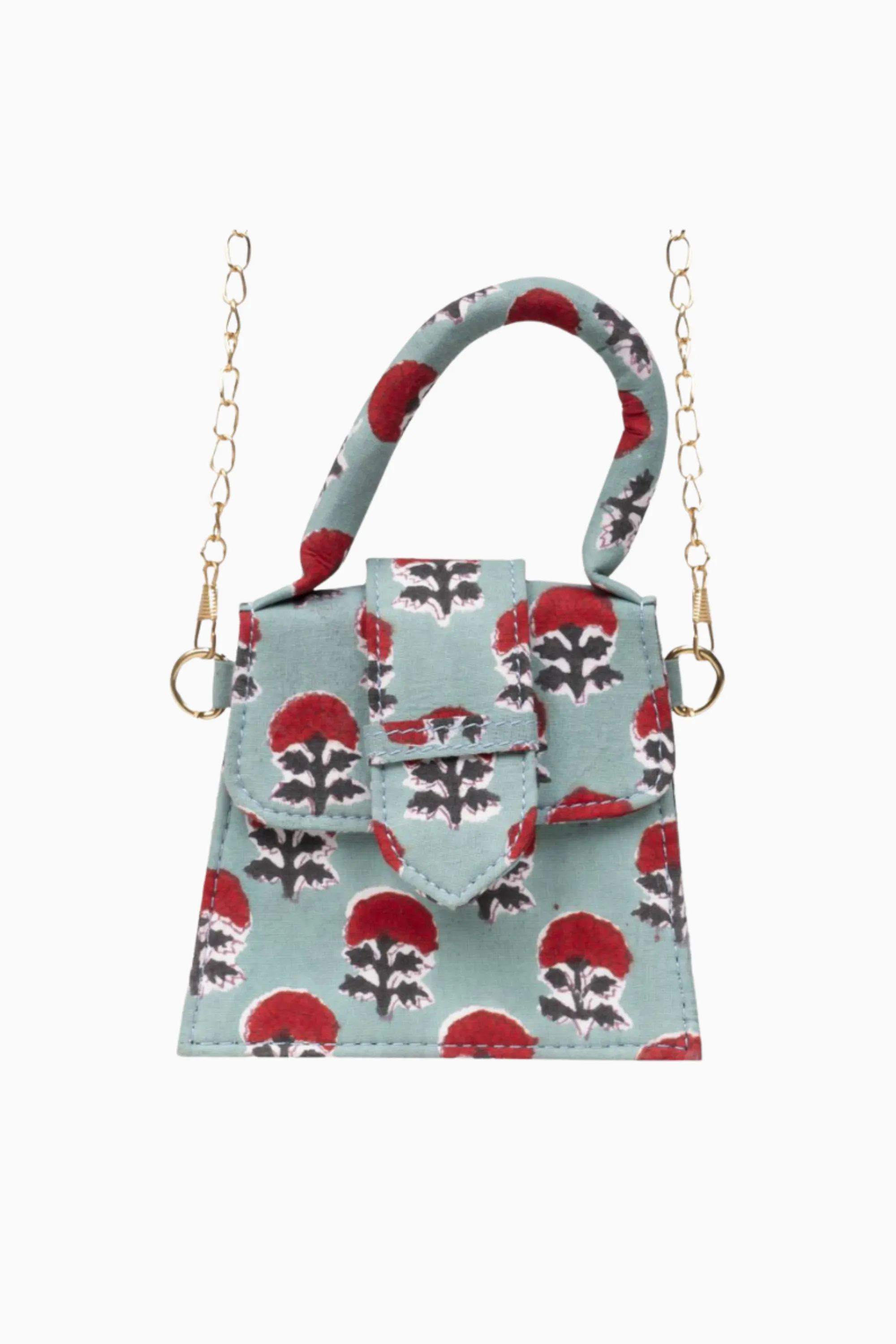 Raspberry Rush Blockprinted Chiq Bag