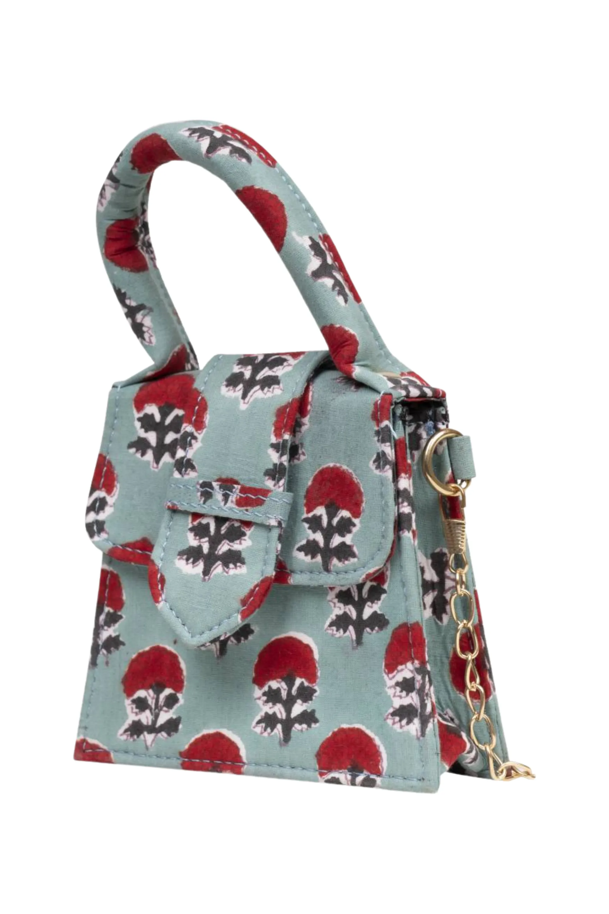 Raspberry Rush Blockprinted Chiq Bag