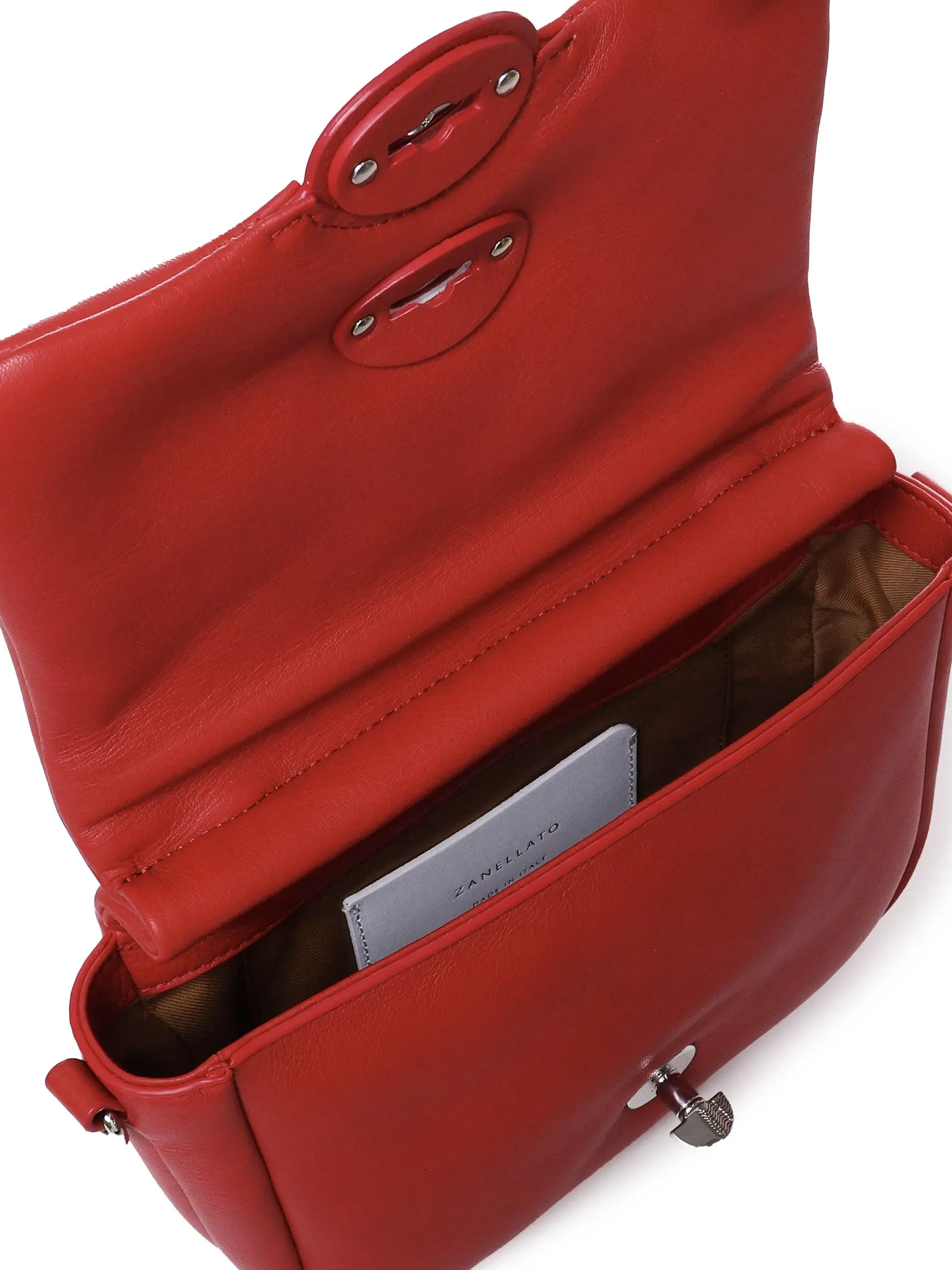 Red Valtellina Leather Flap Bag