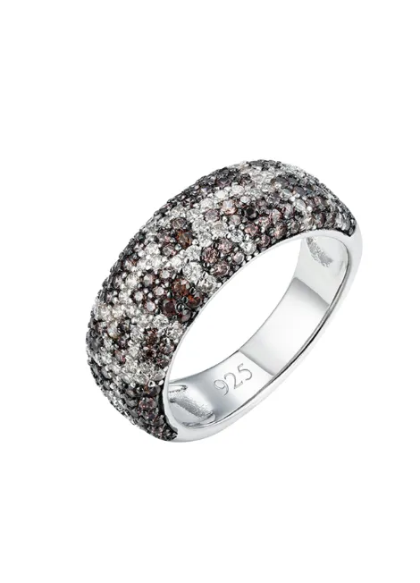 Ring | Giraffe Chunky | White Brown | Cubic Zirconia