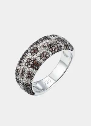 Ring | Giraffe Chunky | White Brown | Cubic Zirconia