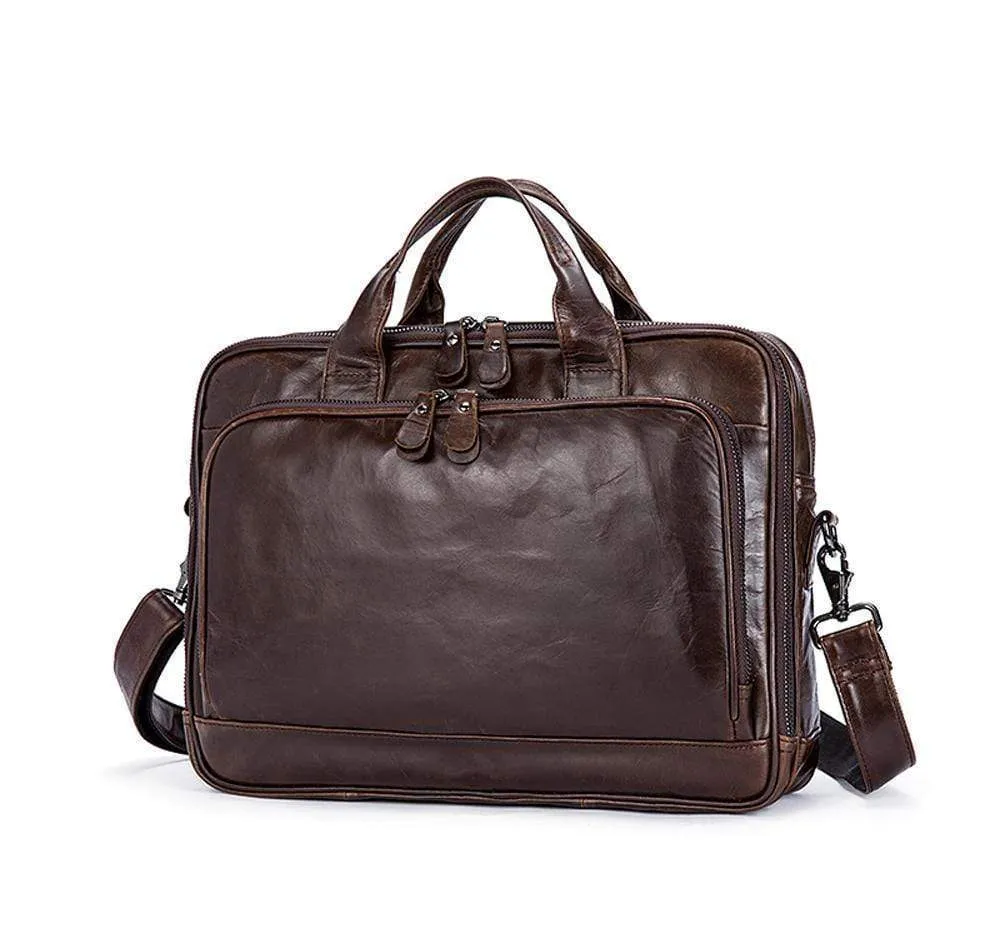 Rossie Viren  Leather Laptop Bag Mens Briefcase Messenger Bag Mens Portfolio Slim Bag