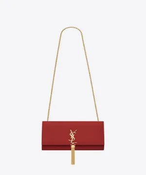 Saint Laurent Medium Kate Tassel Chain Bag Red Crocodile