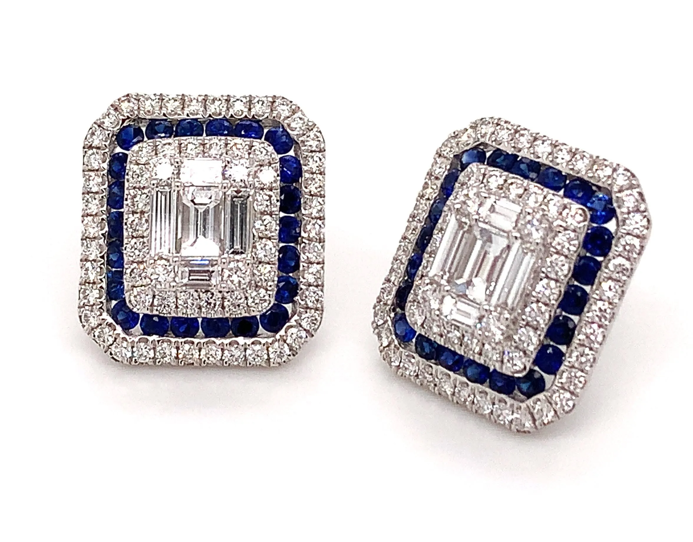 Sapphire & Diamond Octagonal Earrings