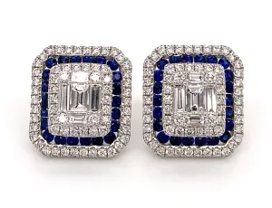 Sapphire & Diamond Octagonal Earrings