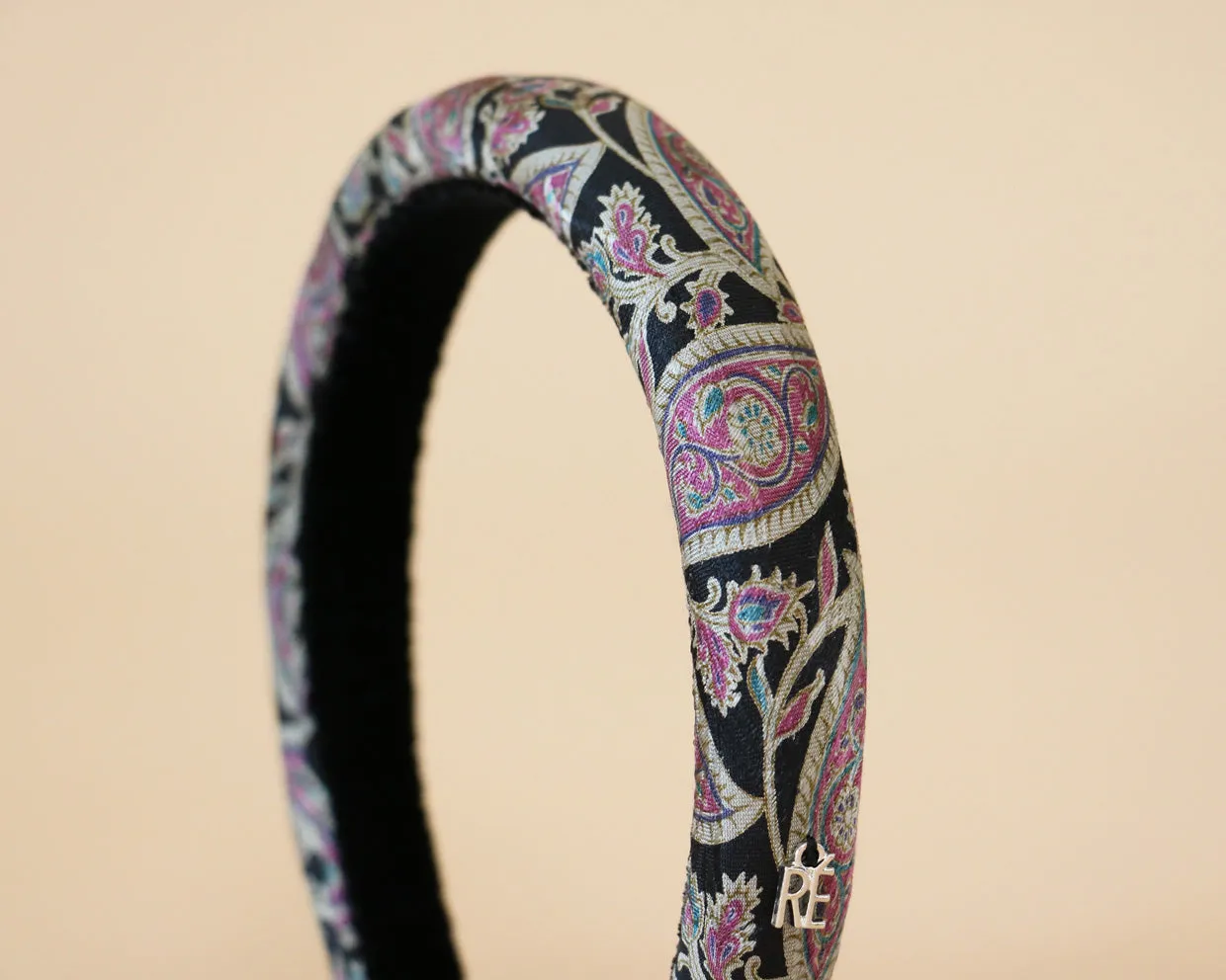 Slender Headband Black Paisley No Studs