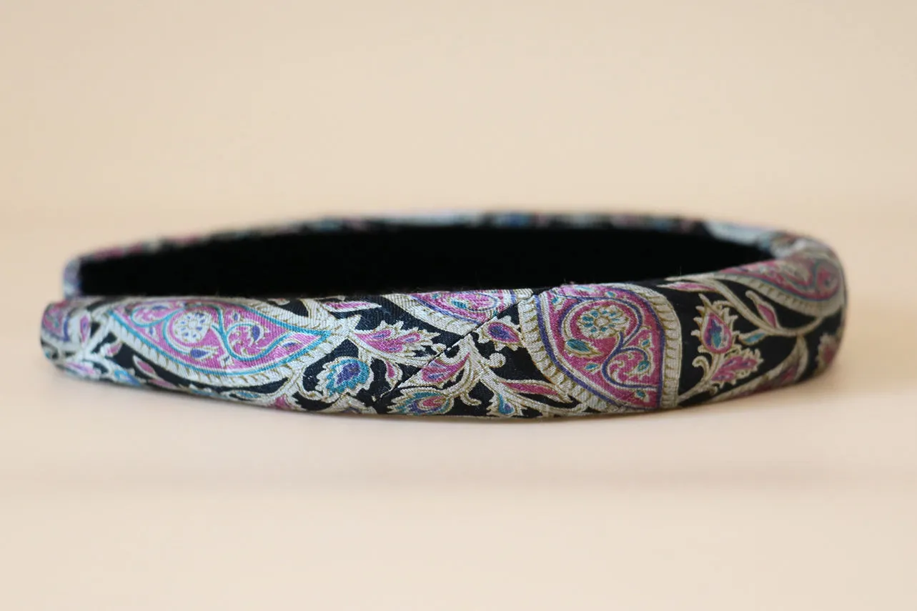 Slender Headband Black Paisley No Studs