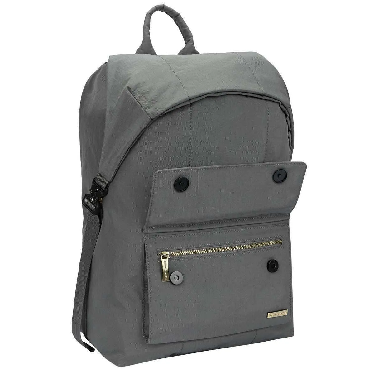 Smith and Canova Flapover Nylon Backpack - Dark Grey