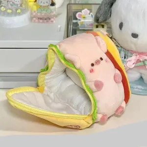 Sohiwoo Sandwich Pig Bag Cute Change Bag Cartoon Original Pencil Bag Stationery Box Small Capacity Stationery Bag Girls School Gift