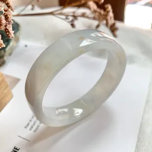 SOLD OUT: 54.2mm A-Grade Natural Jadeite Modern Round Bangle (Right-Angle) No.151730