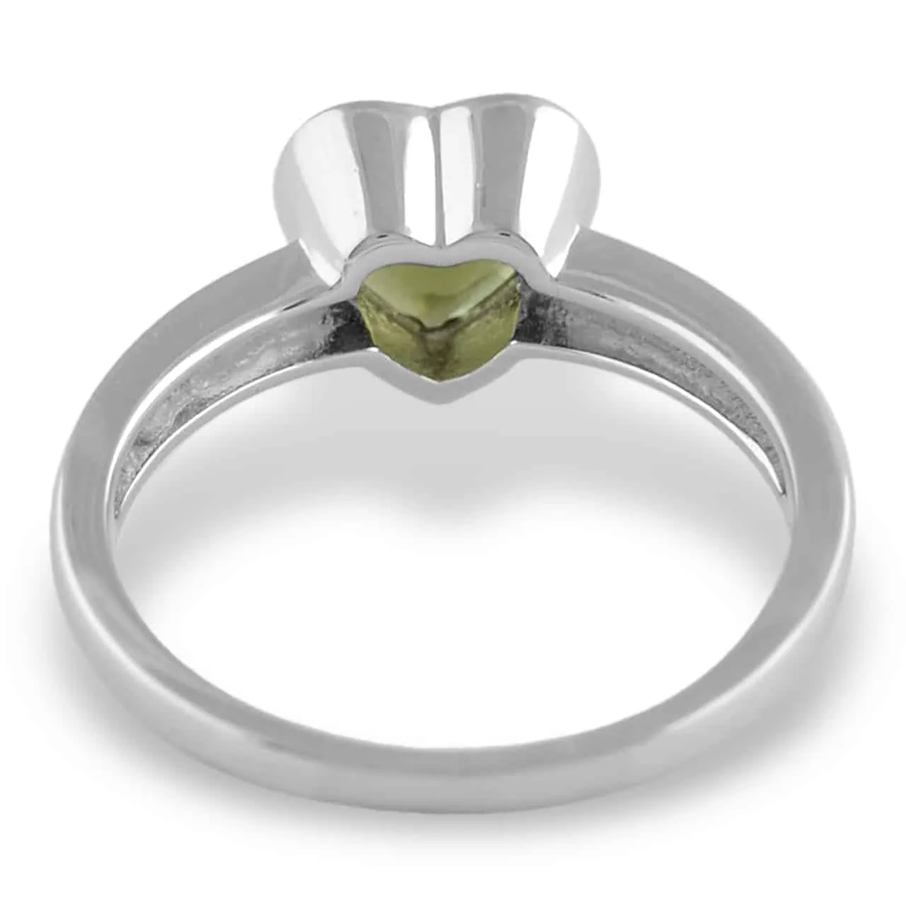 Starborn Faceted Heart Shaped Moldavite Sterling Silver Ring