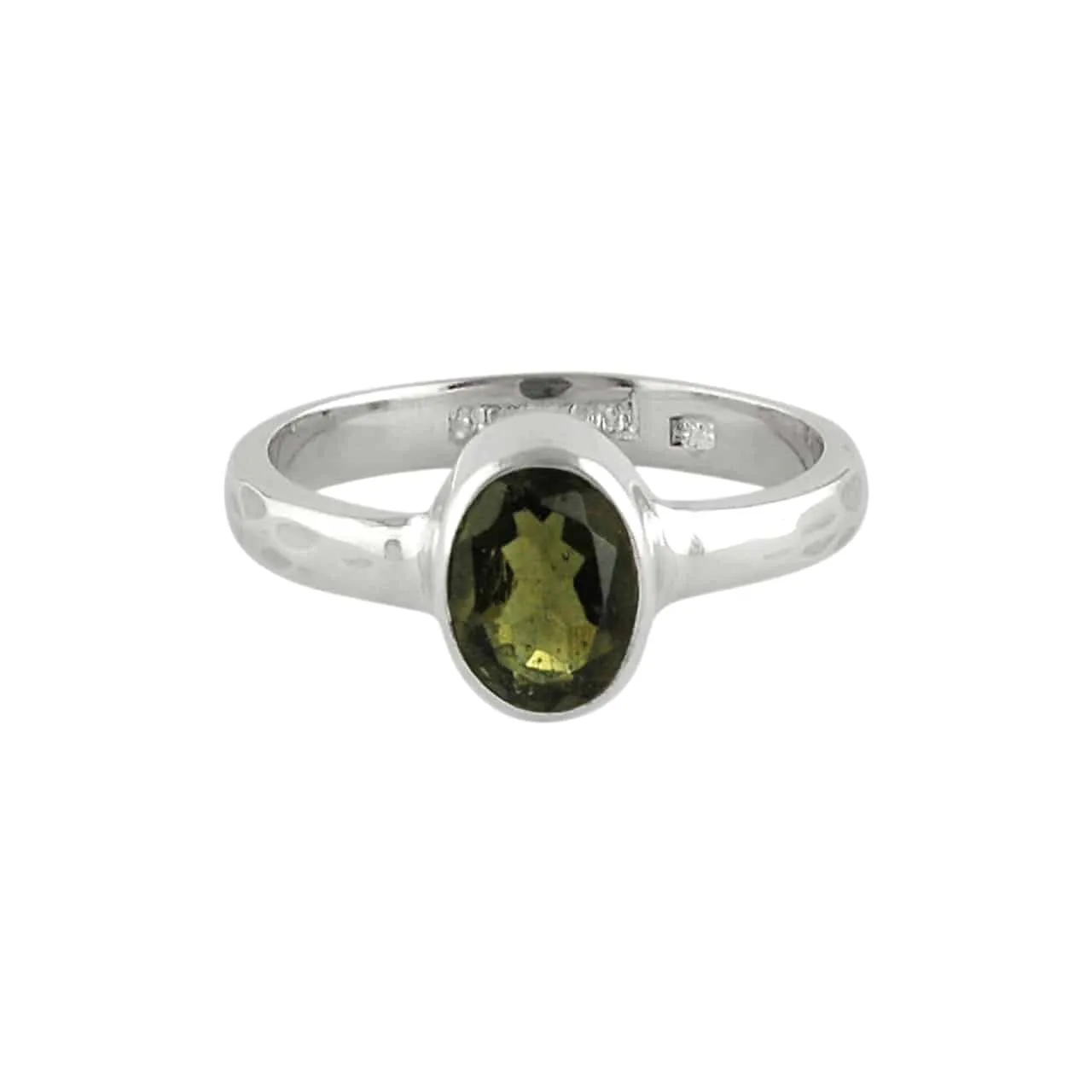 Starborn Faceted Moldavite 1ct Ring in Sterling Silver