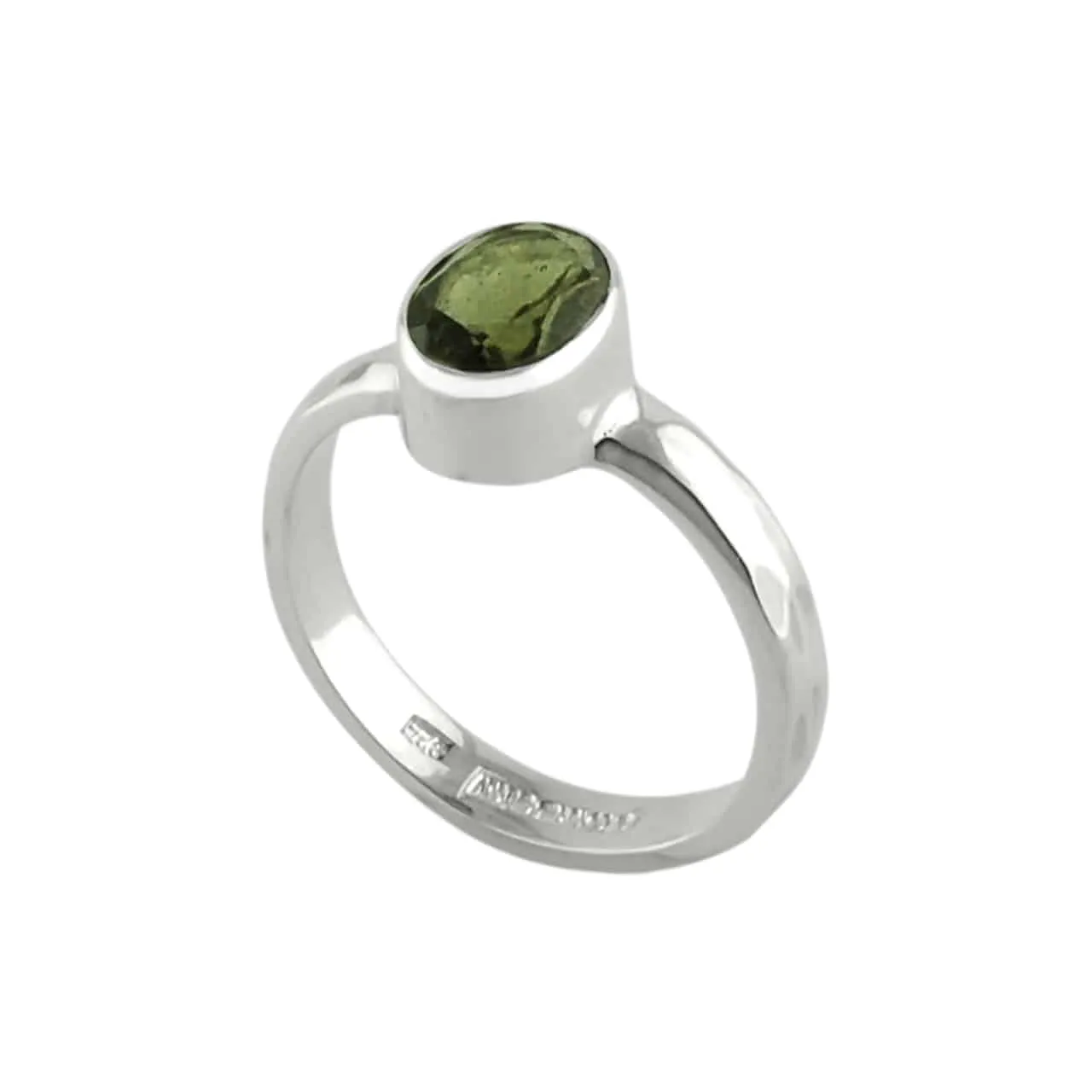 Starborn Faceted Moldavite 1ct Ring in Sterling Silver