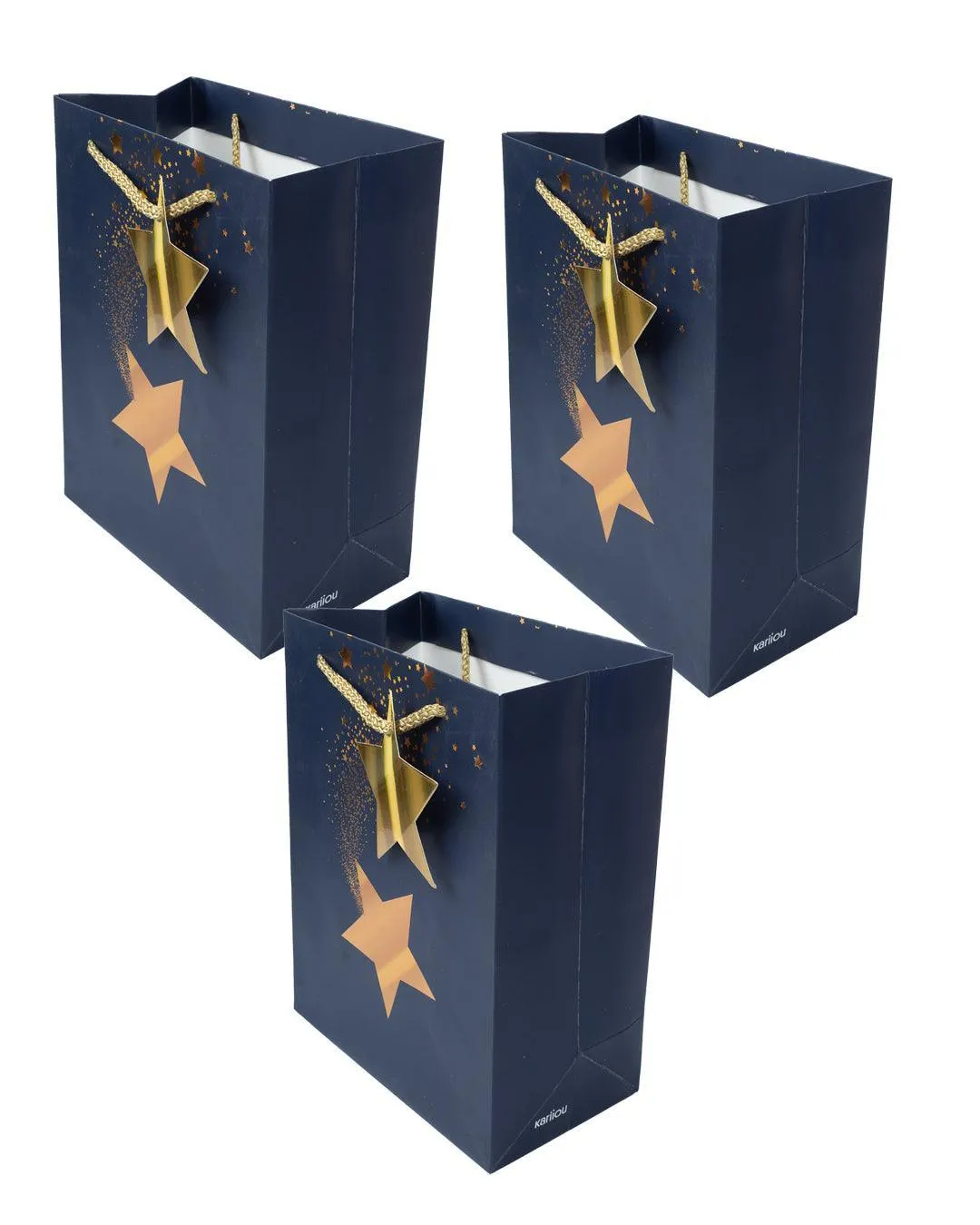 Stardust Gift Bag, Large, Navy Blue, Paper, Set of 3