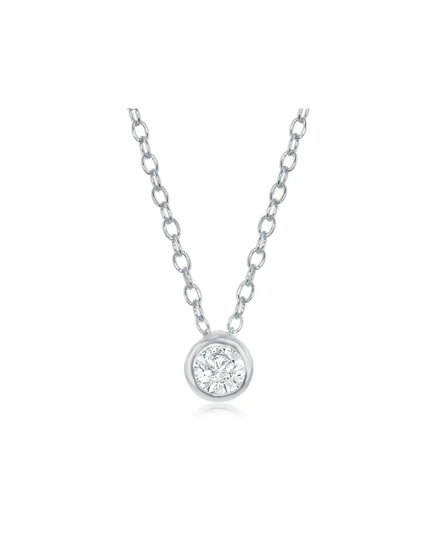 Sterling Silver Small Bezel-Set Cubic Zirconia Necklace