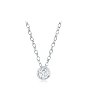 Sterling Silver Small Bezel-Set Cubic Zirconia Necklace