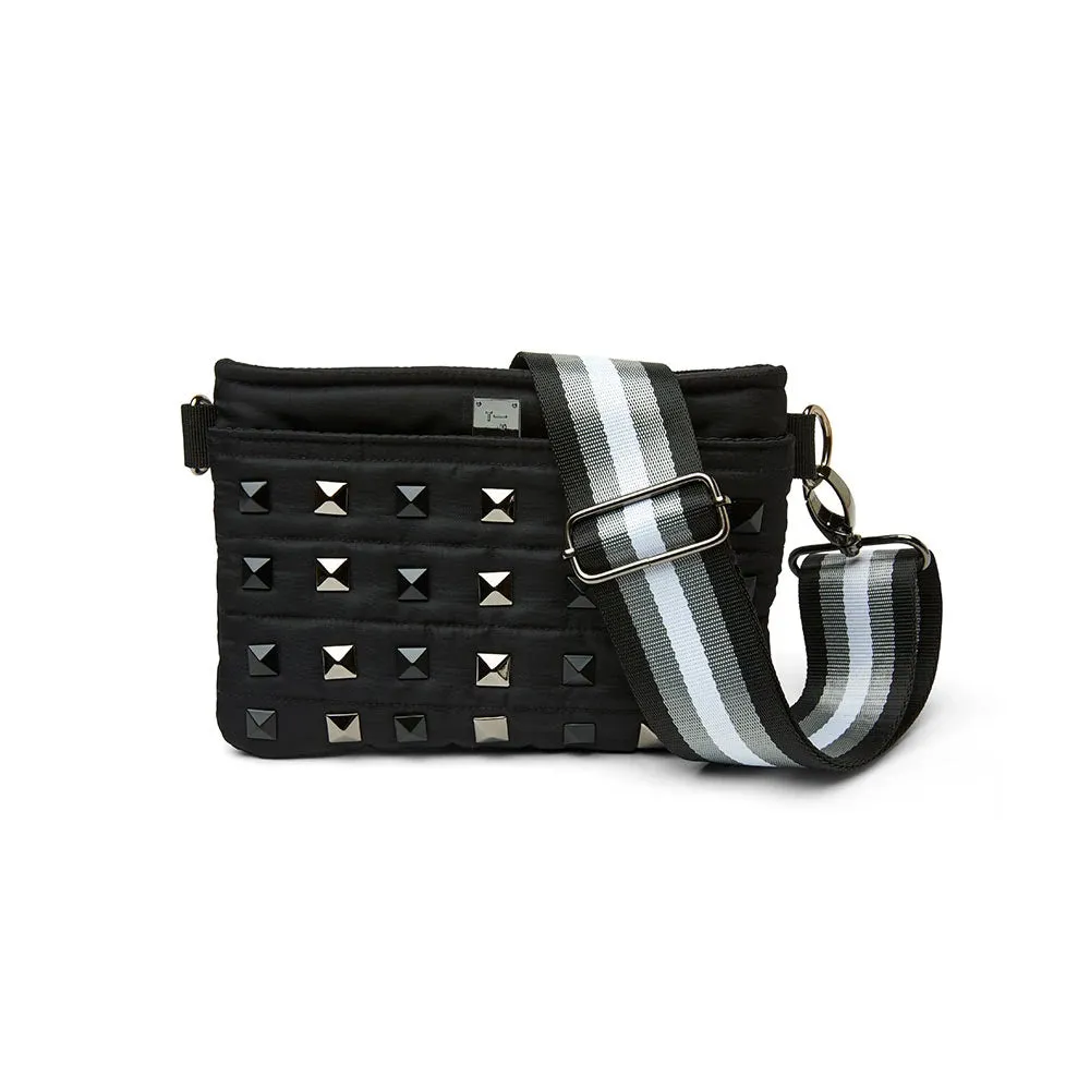 Think Royln Bum Bag Crossbody in Black on Black Studded