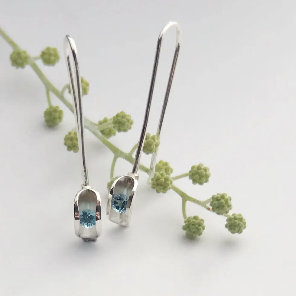 Topaz silver drop earrings