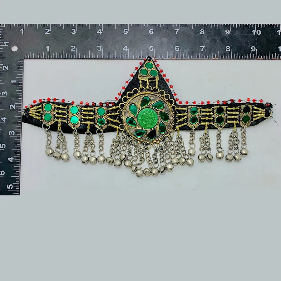 Traditional Green Handmade Tribal Matha Patti,Statement Headpiece