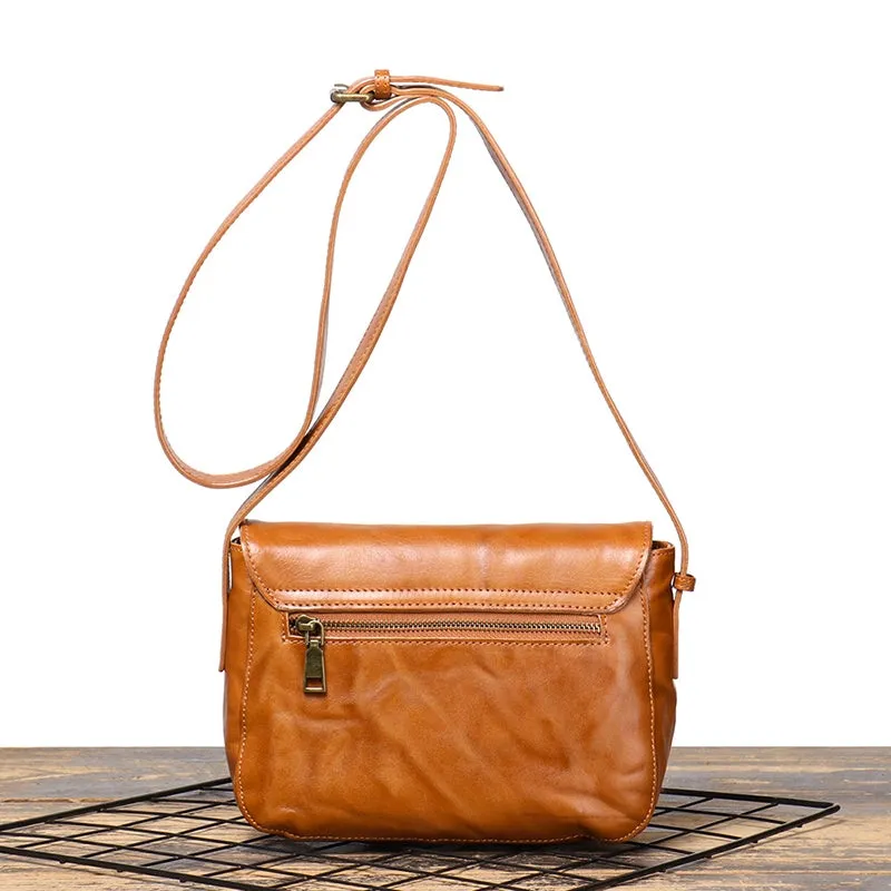 Vegetable Tanned Leather Flap Crossbody Bag