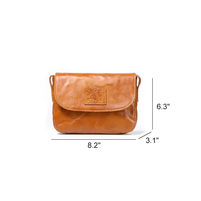 Vegetable Tanned Leather Flap Crossbody Bag