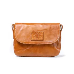 Vegetable Tanned Leather Flap Crossbody Bag