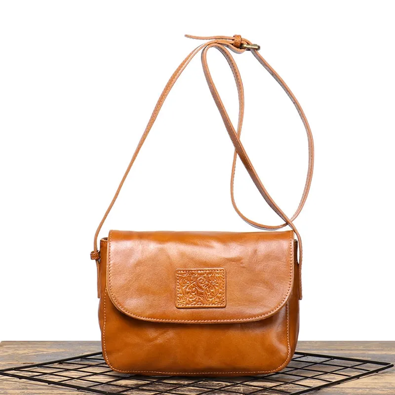 Vegetable Tanned Leather Flap Crossbody Bag