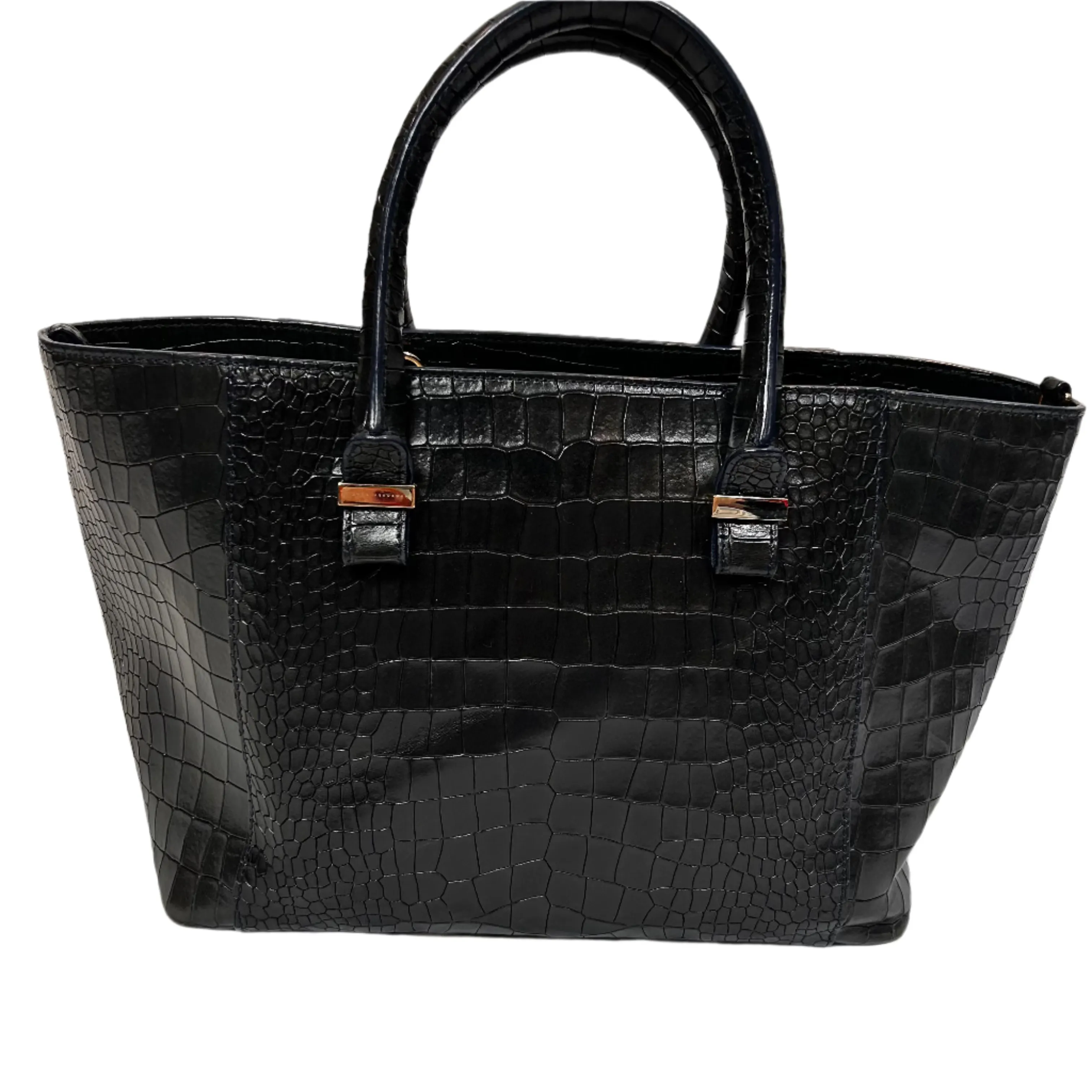 Victoria Beckham £1000 Navy Printed Croc Quincy Tote Bag