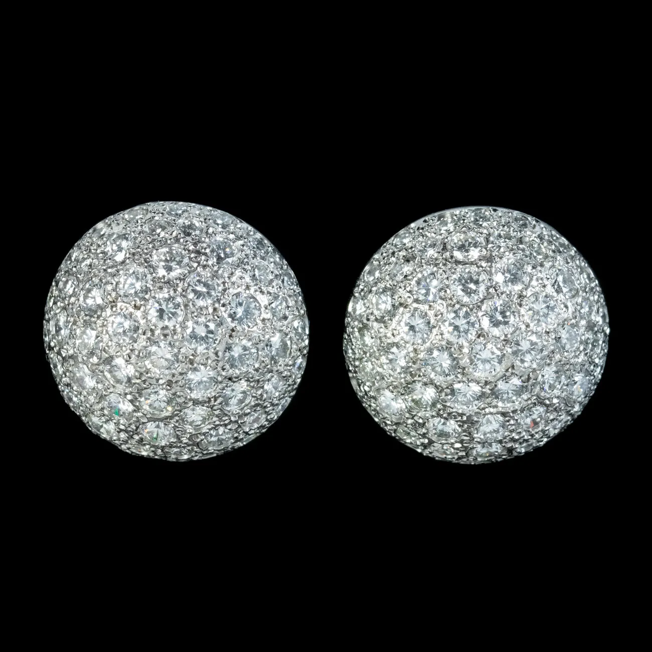 Vintage Diamond Boule Stud Earrings 18ct Gold 6ct Of Diamond