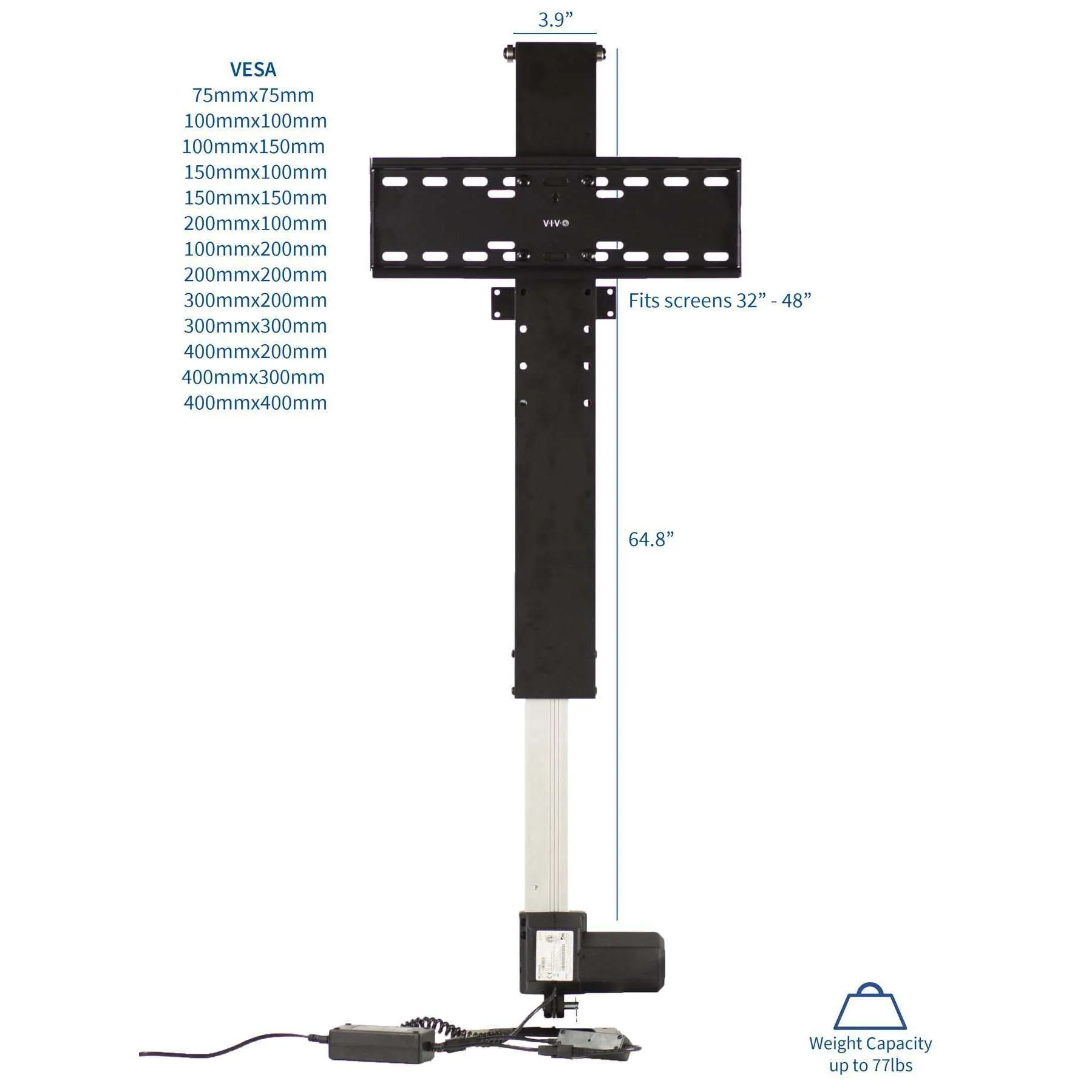 VIVO Motorized Stand for 32” to 48” TVs, MOUNT-E-UP44