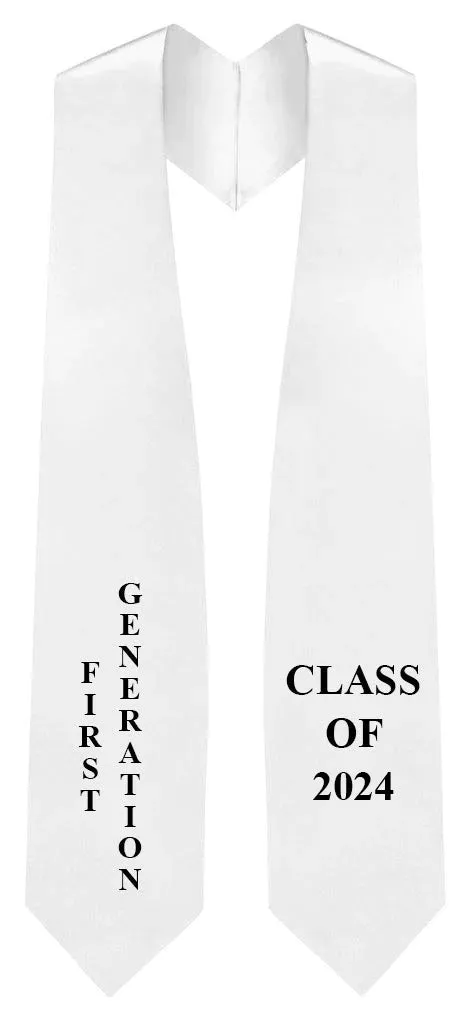 White "First Generation" 2024 Graduation Stole