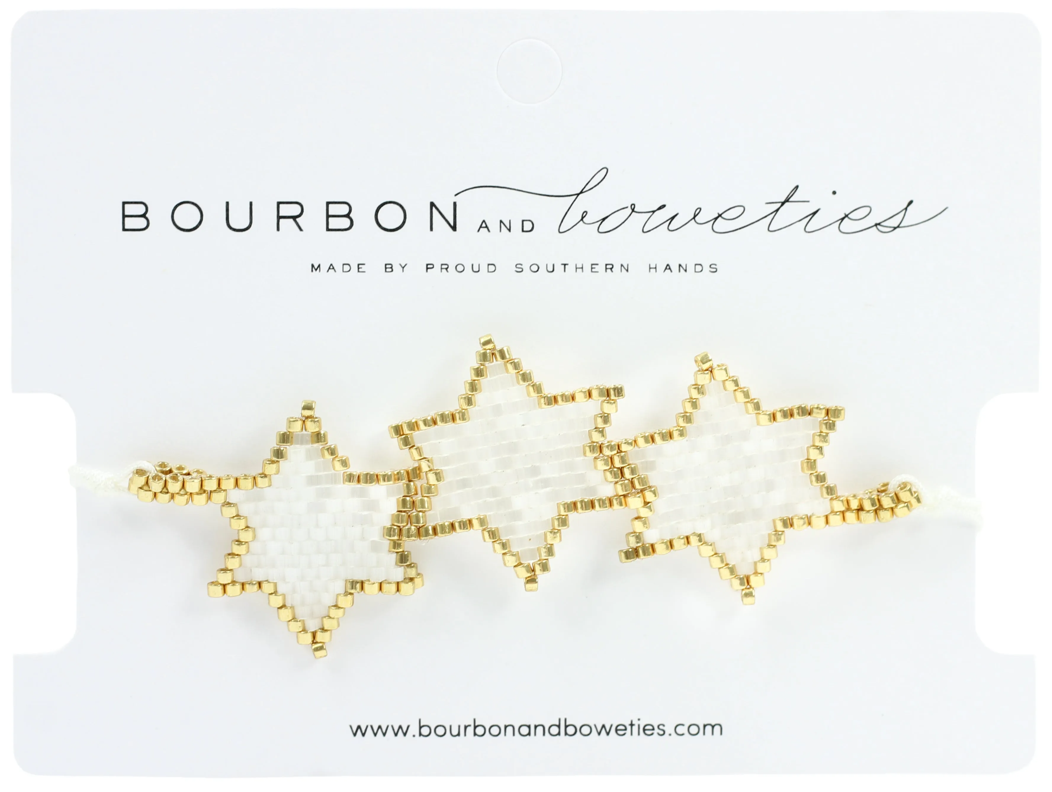 White Star Beaded Adjustable Bracelet