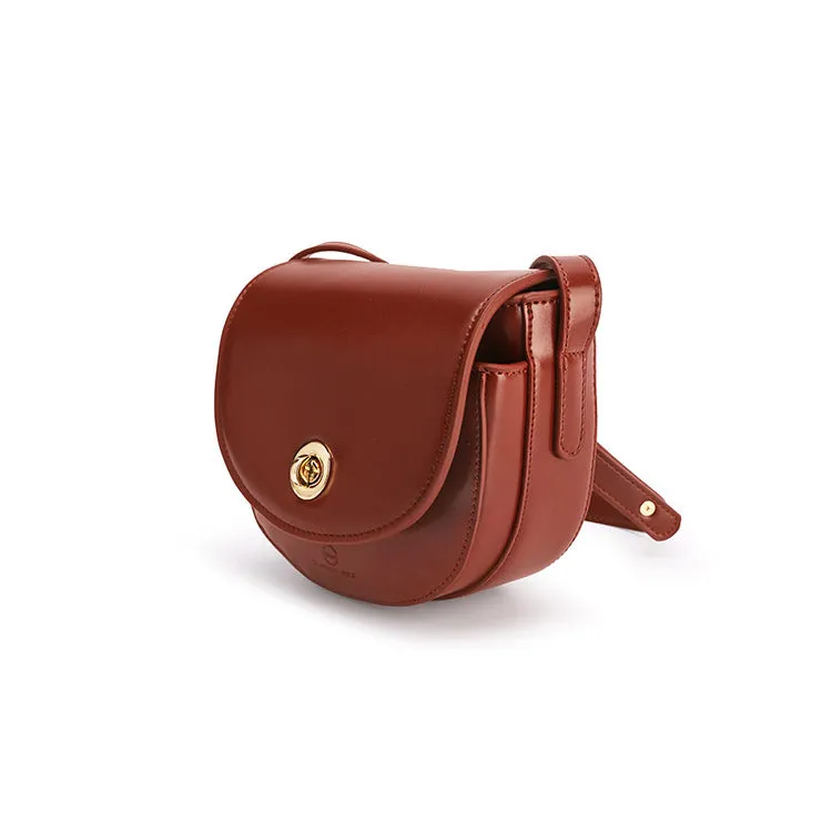 Womens Red Leather Crossbody Saddle Bag Over The Shoulder Purse for Women