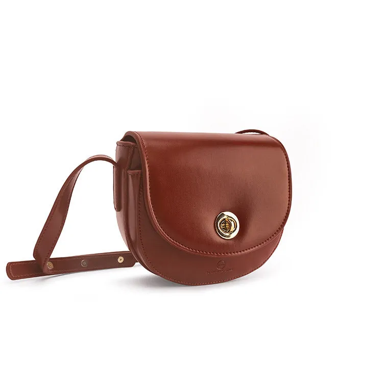 Womens Red Leather Crossbody Saddle Bag Over The Shoulder Purse for Women