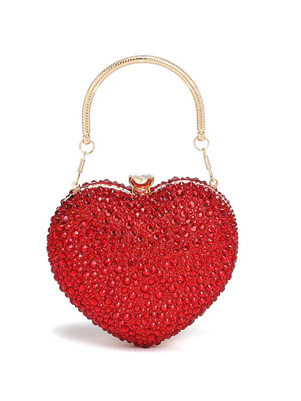 Women's Rhinestone Heart-Shaped Clutch