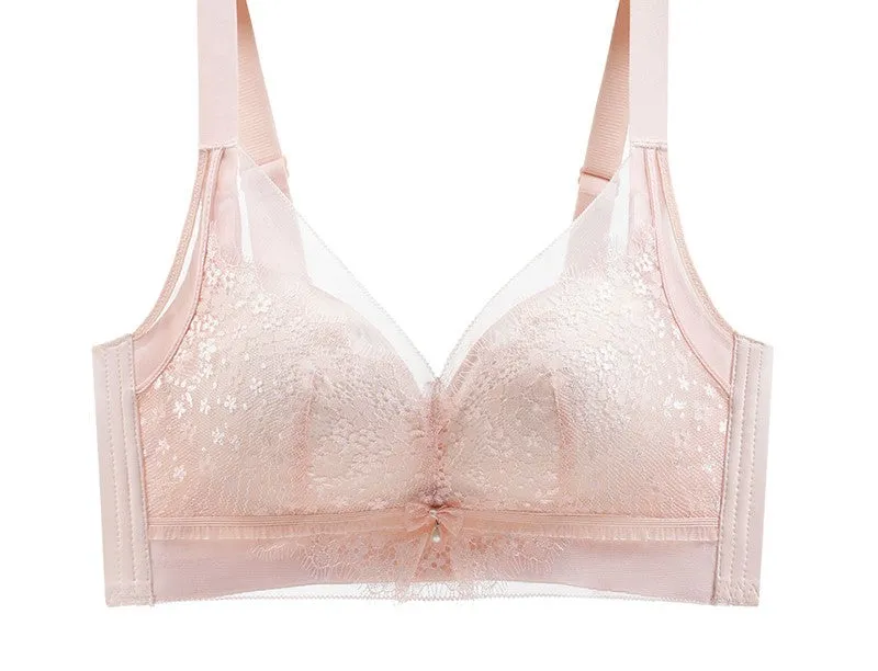 Women's underwear spring and summer big chest small chest full cup thin lace bra to collect side breasts and prevent sagging bra adjustment type