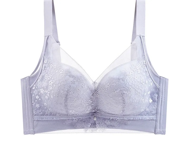 Women's underwear spring and summer big chest small chest full cup thin lace bra to collect side breasts and prevent sagging bra adjustment type